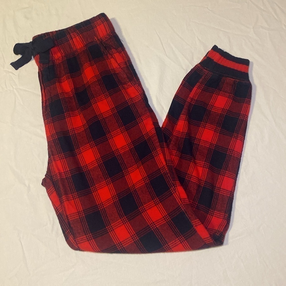Aerie American Eagle Women’s Red and Navy Plaid Pajama Joggers Size XS NWOT